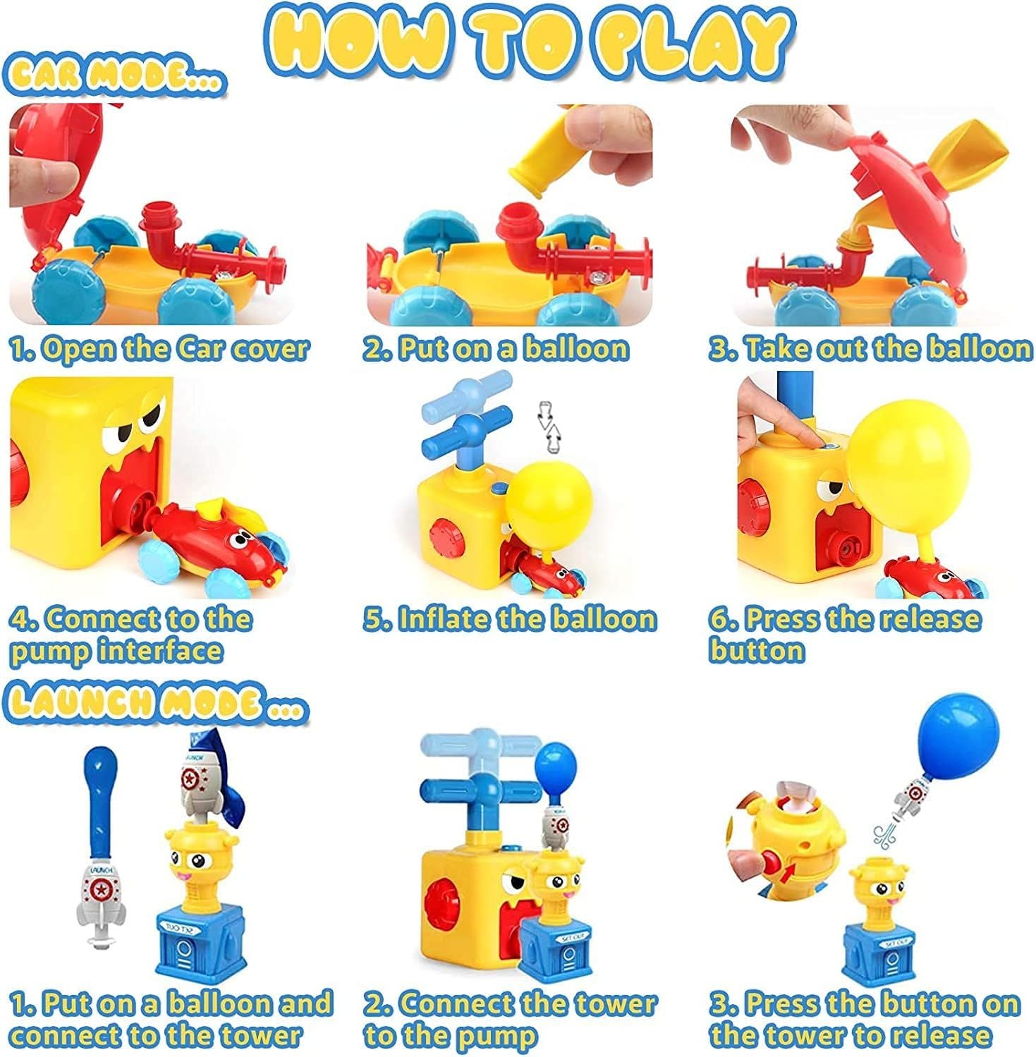Air Power Toy Powered Balloon Launch Tower Balloon Car Toys for Kids - Oshi.pk - Buy & Sell Online