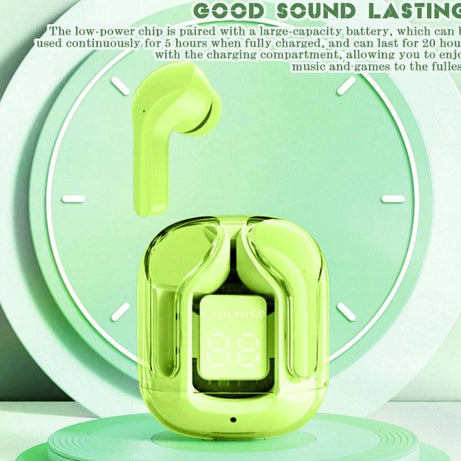 Air31 Wireless Earbuds Transparent with Deep Bass & Battery Display TWS Wireless Bluetooth Earphones AirPod AirBuds Built-in Charging Compartment - Oshi.pk - Buy & Sell Online