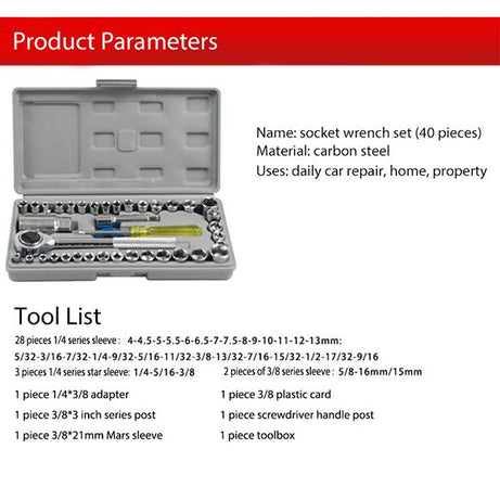 Aiwa 40 Pcs Combination Socket Wrench Tool Kit - Oshi.pk - Buy & Sell Online