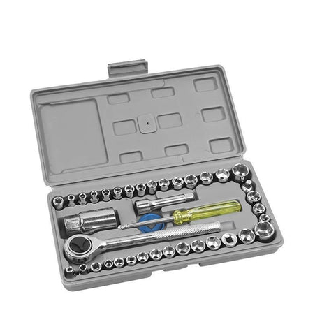 Aiwa 40 Piece Toolkit Tool Kit Combination Socket Ratchet Wrench Set Tool Kit Toolkit Goti Set Ring Spanner Pana Set Screw Driver Bit Set Hand Toolkit