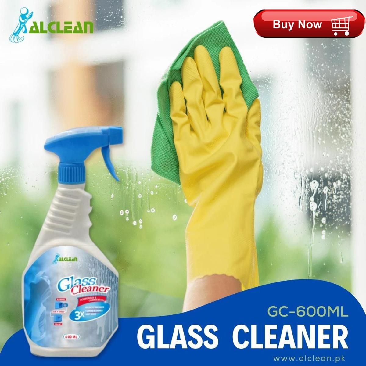 AlClean Liquid Glass Cleaner Clean & Shine HouseHold & Commercial Spray & Foam Type Window Tables Mirror Shine 600ml - Oshi.pk - Buy & Sell Online