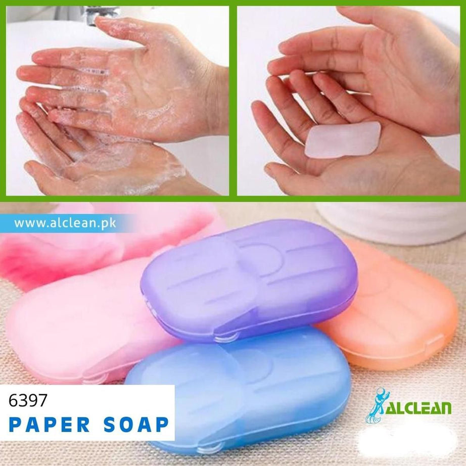 AlClean Travel Soap Paper Washing Hand Bath Clean Scented Slice Sheets 20pcs 1 Disposable Box Soap Portable Mini Paper Soap - Oshi.pk - Buy & Sell Online