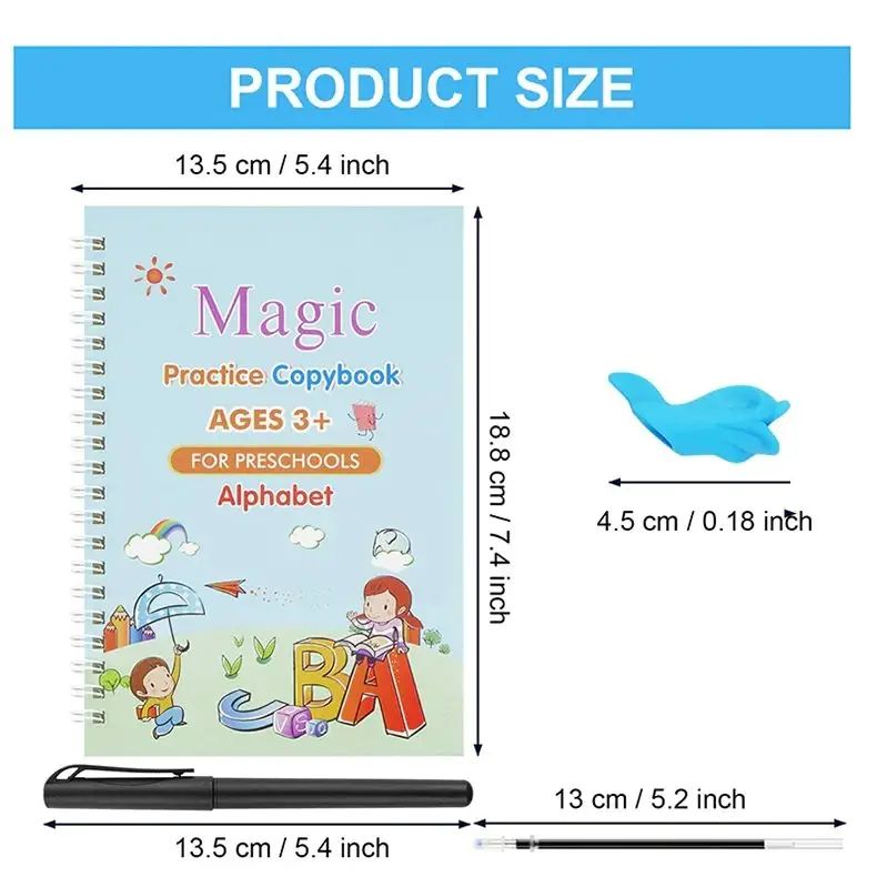 Kids Magic Practice Book For Learning & Growth (4 Books + 1 Pen + 1 Grip + 10 Refill) - Oshi.pk - Buy & Sell Online