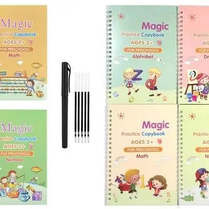 Kids Magic Practice Book For Learning & Growth (4 Books + 1 Pen + 1 Grip + 10 Refill) - Oshi.pk - Buy & Sell Online
