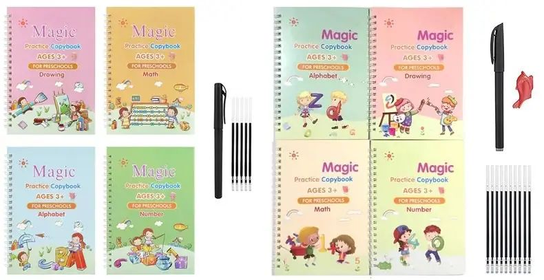 Kids Magic Practice Book For Learning & Growth (4 Books + 1 Pen + 1 Grip + 10 Refill) - Oshi.pk - Buy & Sell Online