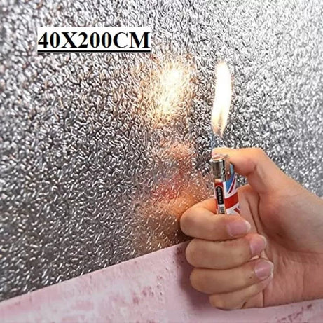 Aluminium Foil Self Adhesive Sticker Roll, Silver color Kitchen Backsplash Wallpaper, Heat Resistant Oil Proof Waterproof Aluminium Sheet DIY Sticker, - Oshi.pk - Buy & Sell Online