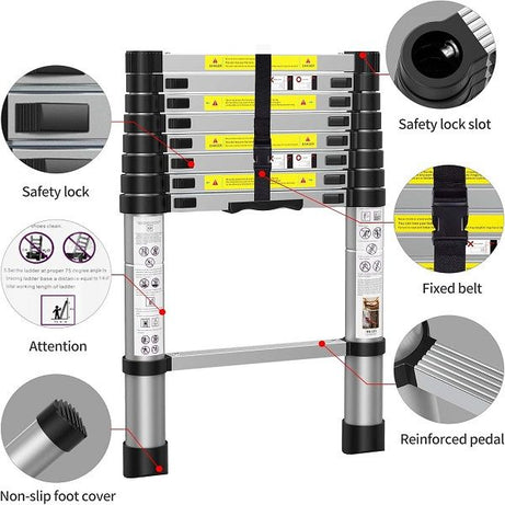Aluminum Telescopic Ladder 2.6m 9 Fit - Oshi.pk - Buy & Sell Online