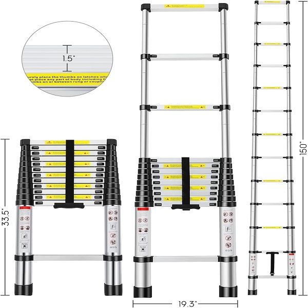 Aluminum Telescopic Ladder 3.8m 13 Fit - Oshi.pk - Buy & Sell Online
