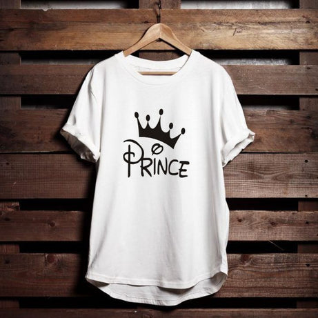 Amazing Summer Collection White Shirt Smart Fit White Trendy Prince With Crown Printed Round Neck Half Sleeves T Shirt - Oshi.pk - Buy & Sell Online