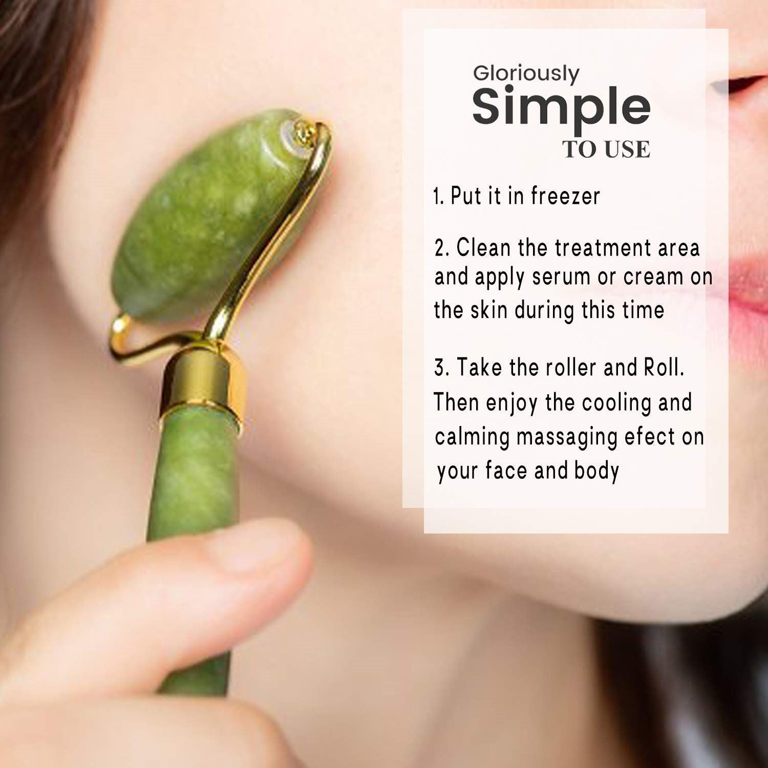 Anti-Aging Natural Stone Jade Roller with Double Heads for Face Massage Skin Slimming Relaxation Beauty Health Skincare Made of Gua Sha Stone - Oshi.pk - Buy & Sell Online