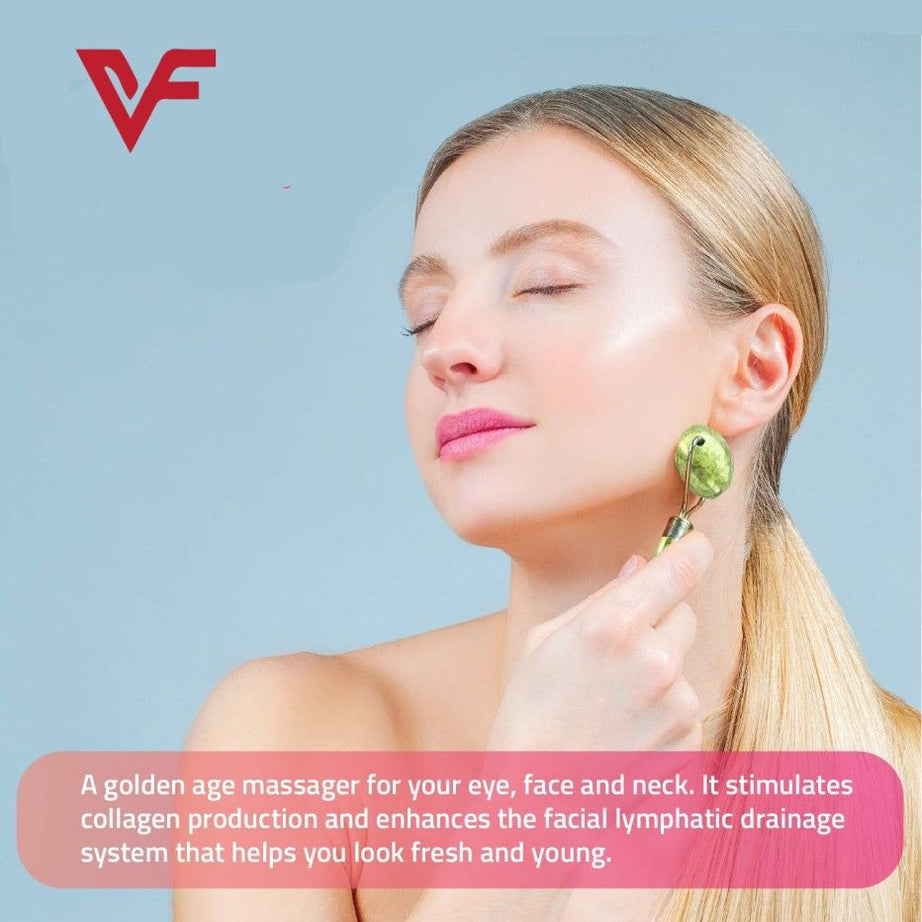 Anti-Aging Natural Stone Jade Roller with Double Heads for Face Massage Skin Slimming Relaxation Beauty Health Skincare Made of Gua Sha Stone - Oshi.pk - Buy & Sell Online