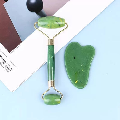 Anti-Aging Natural Stone Jade Roller with Noiseless Double Heads for Face Massage Slimming Facial Relaxation and Face Lift with Natural Jade Stones - Oshi.pk - Buy & Sell Online