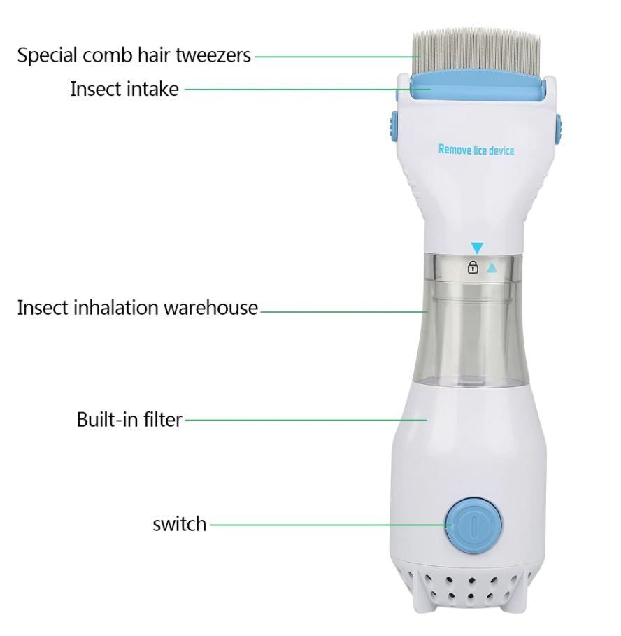 Anti Lice And Nit Eggs Removing V-Comb Electric Machine Painless And Chemical Free Multipurose V-Comb with Extra Filters Premium Quality Product - Oshi.pk - Buy & Sell Online