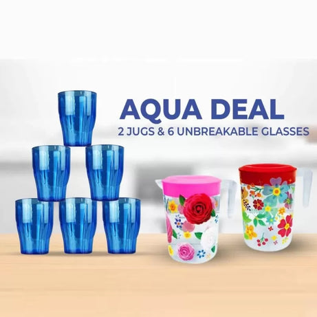 AQUA DEAL (2 JUGS AND 6 UNBREAKABLE GLASSES) - Oshi.pk - Buy & Sell Online