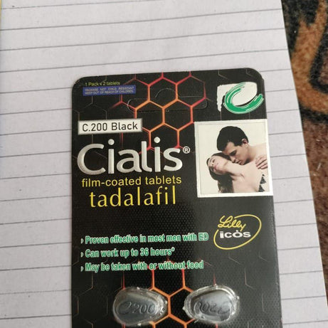 Authentic Cialis C200 Black 2 Tablets Card Made In UK