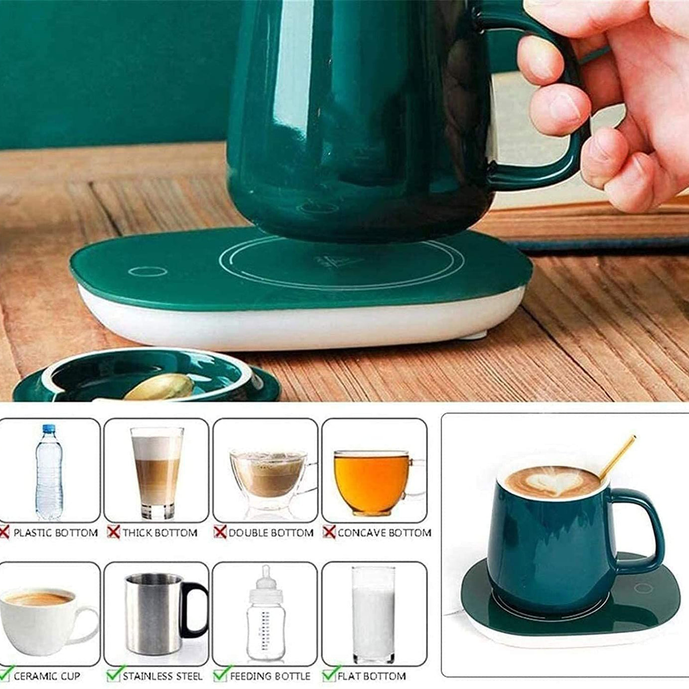 Auto Shut Off Hot Plate Personal Heated Ceramic Coffee Mug Warmer, Coffee Warmer Beverage Warmer Thermostatic Smart Cup Heater Milk, Tea, Cocoa, Water - Oshi.pk - Buy & Sell Online