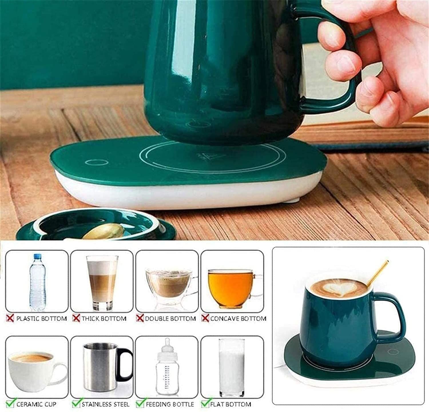 Auto Shut Off Hot Plate Personal Heated Ceramic Coffee Mug Warmer, Coffee Warmer Beverage Warmer Thermostatic Smart Cup Heater Milk, Tea, Cocoa, Water - Oshi.pk - Buy & Sell Online