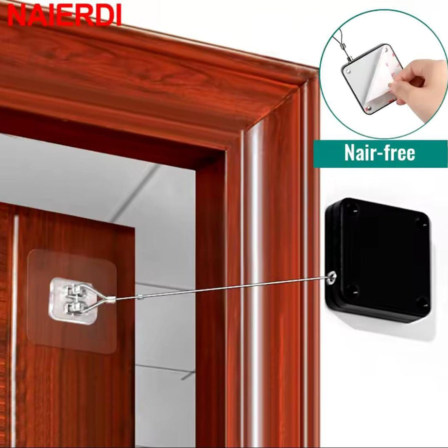 Automatic Door Closer Closing Sliding Latch No Punching Automatic Door Lock Sliding Doors Stickers - Oshi.pk - Buy & Sell Online