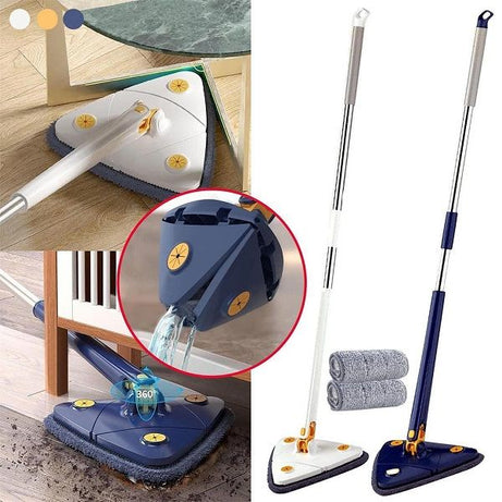 Automatic Wringing Mop 360 Degree Rotating Triangle Cleaning Household Strong Suction Mop Telescopic Rod Mop Floor Glass Wall Cleaning Tools - Oshi.pk - Buy & Sell Online