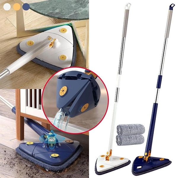 Automatic Wringing Mop 360 Degree Rotating Triangle Cleaning Household Strong Suction Mop Telescopic Rod Mop Floor Glass Wall Cleaning Tools - Oshi.pk - Buy & Sell Online
