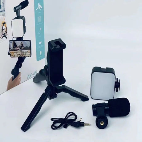 AY-49 Mobile Phone Vlog Selfie Stick Short Video Live Broadcast Fill Light Bracket Video Conference LED Mini Photography Light - Oshi.pk - Buy & Sell Online