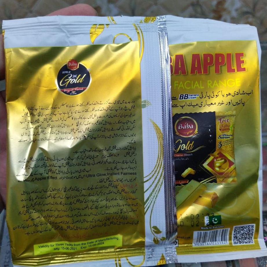 Baba Apple 24K Gold Urgent Facial Sachet HD Glow - Oshi.pk - Buy & Sell Online