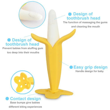 Baby Banana Teether Soothing Pain Relief Soft Baby Teething Toys Baby Toy Banana Molar Tooth Toothbrush Chew Baby Silicone Gum - Oshi.pk - Buy & Sell Online