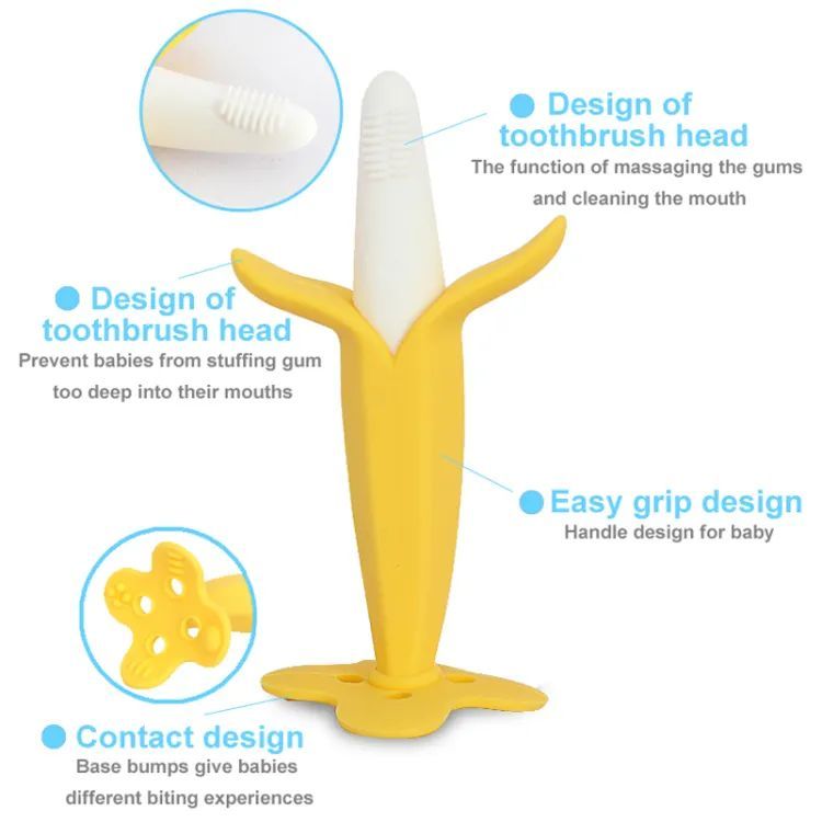 Baby Banana Teether Soothing Pain Relief Soft Baby Teething Toys Baby Toy Banana Molar Tooth Toothbrush Chew Baby Silicone Gum - Oshi.pk - Buy & Sell Online