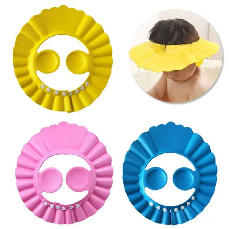 Baby Bathing Hat Kids Adjustable Shower Cap Kids Wash Hair Shield with Ear Protection - Oshi.pk - Buy & Sell Online