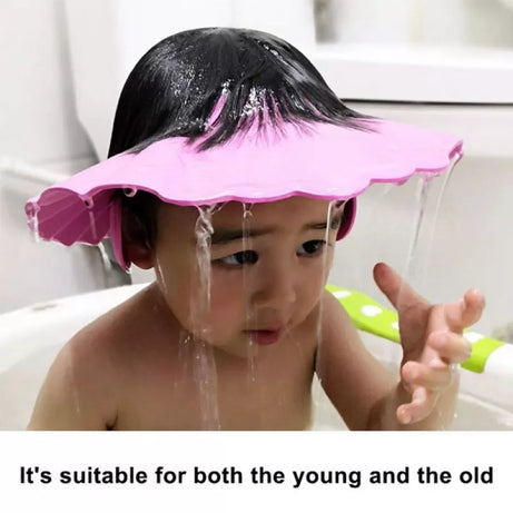 Baby Bathing Hat Kids Adjustable Shower Cap Kids Wash Hair Shield with Ear Protection - Oshi.pk - Buy & Sell Online