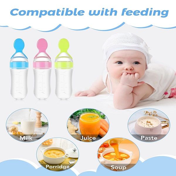 Baby Food Feeder Silicone Squeeze Feeding Spoon Bottle - Oshi.pk - Buy & Sell Online