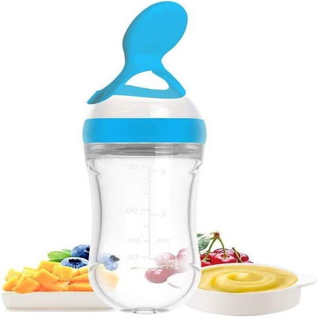 Baby Food Feeder Silicone Squeeze Feeding Spoon Bottle