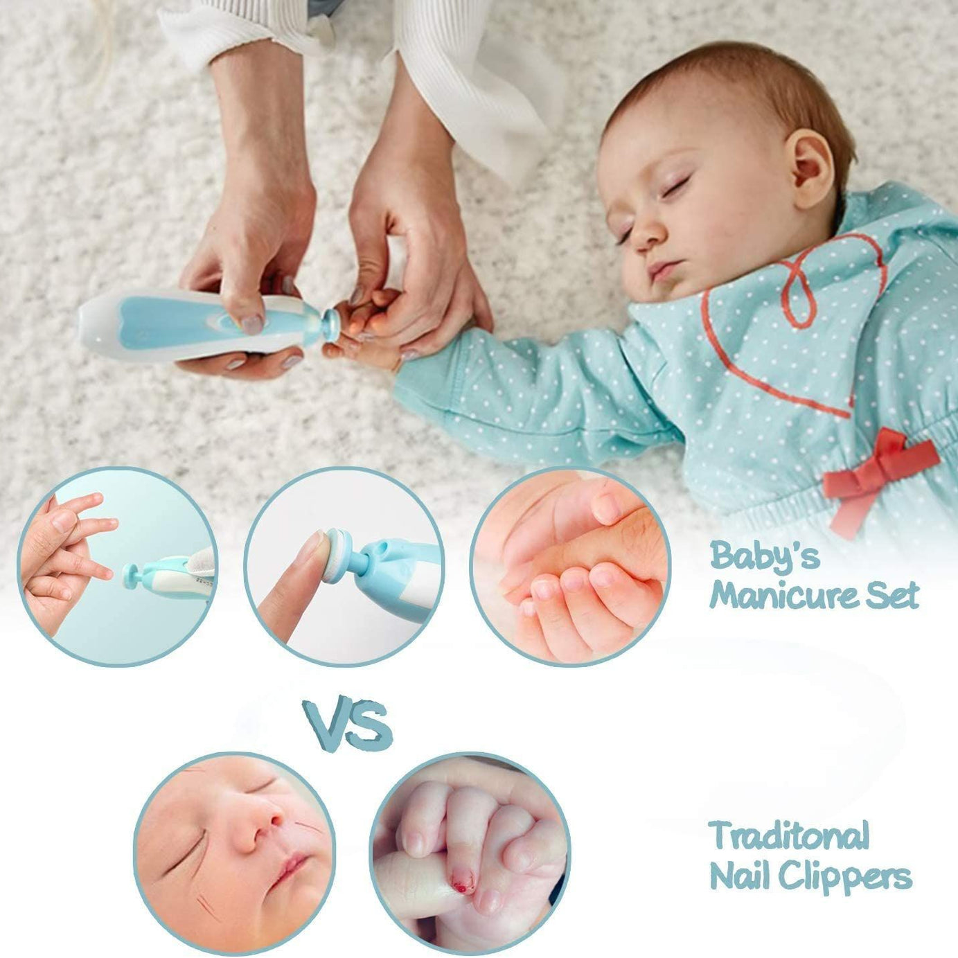 Baby Nail Clippers 6 in 1, Baby Nail Cutter Safe Electric Baby Nail Trimmer Kit, Baby Nail File Kit, With Heads, Newborn Toddler Toes and Fingernails - Oshi.pk - Buy & Sell Online