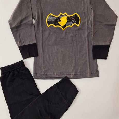 Baby or Baba Grey and Black Batman print Night Suit for Kids