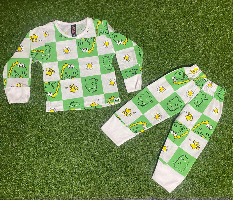 Baby Or Baba Off White Crocodile Printed Full Sleeves T-shirt With Printed Pajama Night Suit for Kids (1 Pcs) - Oshi.pk - Buy & Sell Online