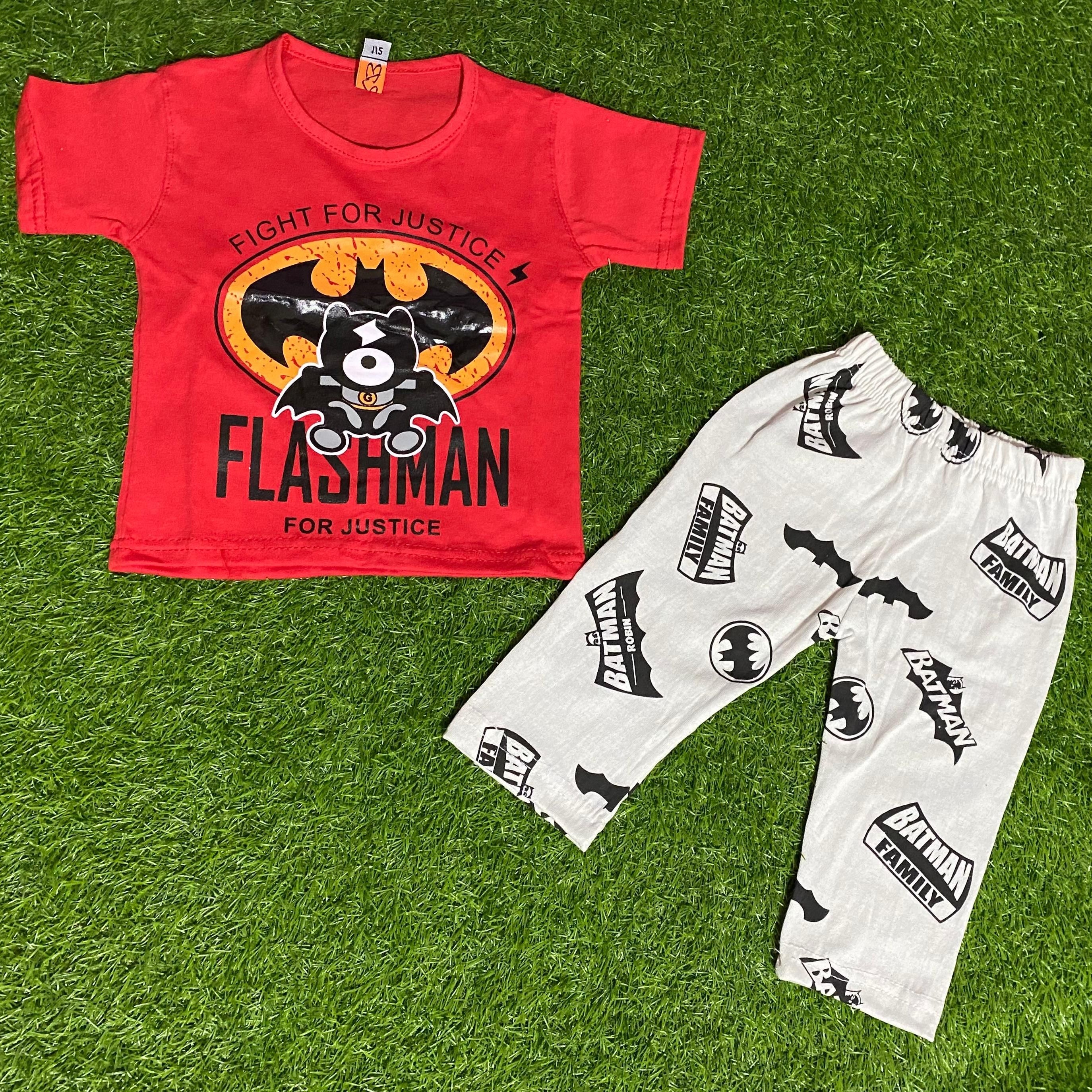 Baby Or Baba Red Bat Printed Print Half Sleeves T-shirt With Printed Pajama Night Suit for Kids - Oshi.pk - Buy & Sell Online