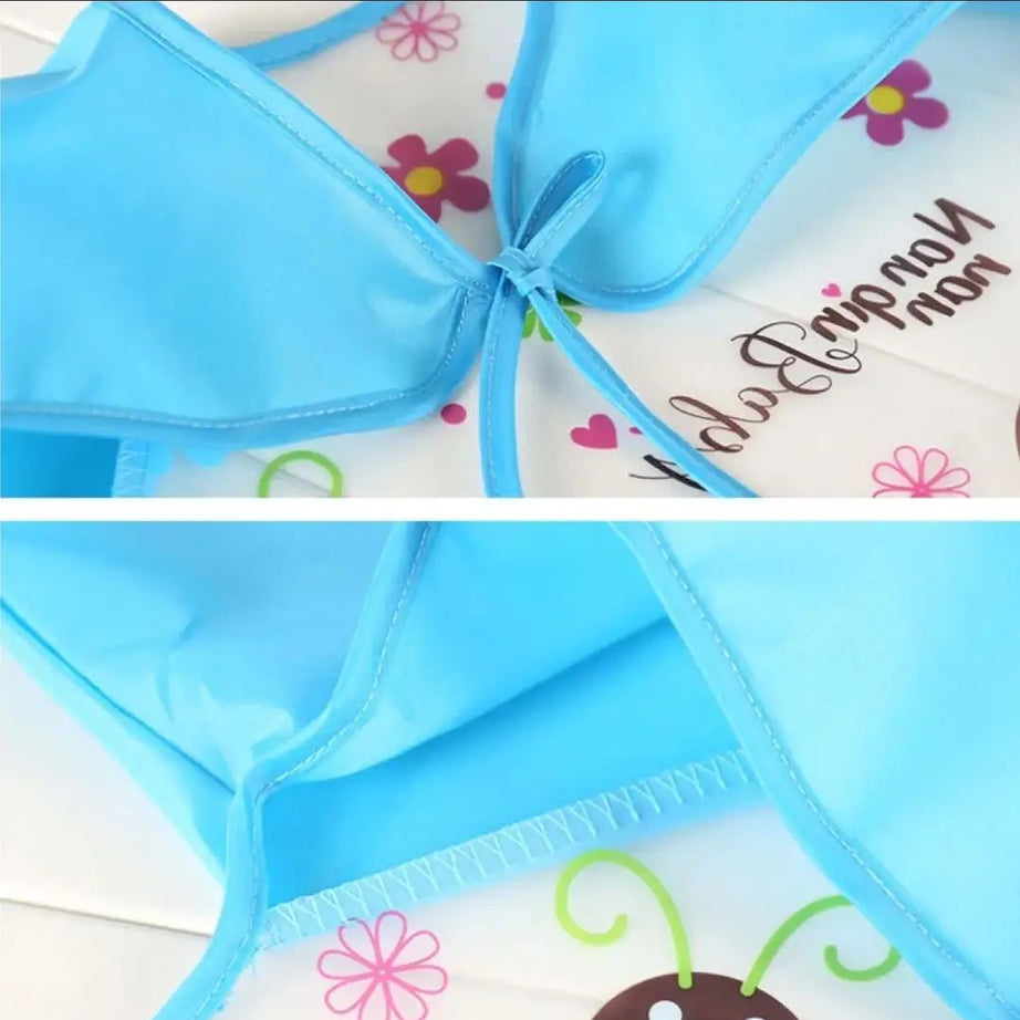 Baby Plastic Full Sleeves Bib Imported Baby Plastic Waterproof Sleeves Baby Bibs Cartoon Long Sleeves Printed Kids Eating feeding Apron - Oshi.pk - Buy & Sell Online