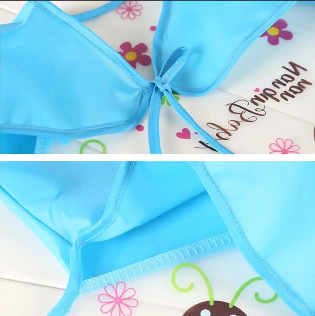 Baby Plastic Full Sleeves Bib Imported Baby Plastic Waterproof Sleeves Baby Bibs Cartoon Long Sleeves Printed Kids Eating feeding Apron - Oshi.pk - Buy & Sell Online
