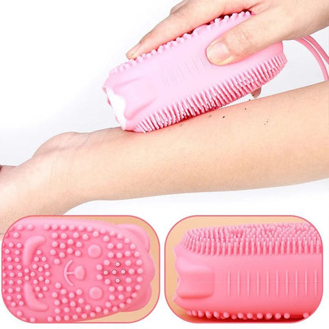 Baby Silicone Shower Brush Double-sided Massage Scrub Sponge Silicone Body Scrubber Exfoliating Bathroom Accessories