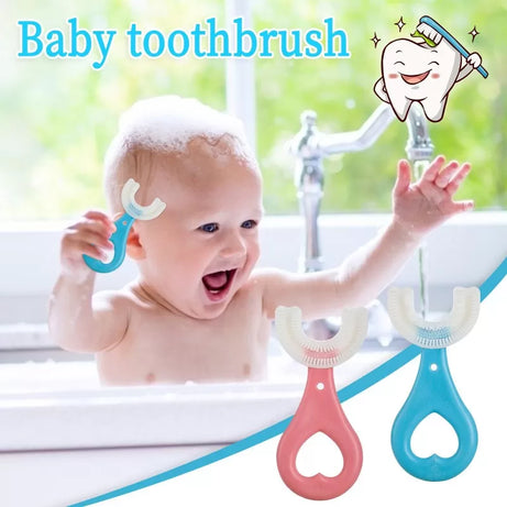 Baby Toothbrush Children's Teeth Cleaning Brush Kids U-Shaped Toothbrush For Children Mouth Oral Cleaning Brush 360 Degrees U Shaped - Oshi.pk - Buy & Sell Online