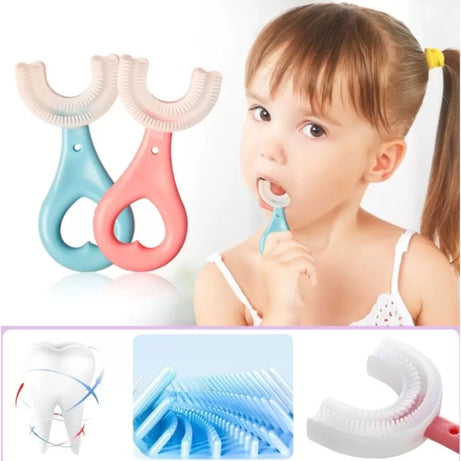 Baby Toothbrush Children's Teeth Cleaning Brush Kids U-Shaped Toothbrush For Children Mouth Oral Cleaning Brush 360 Degrees U Shaped - Oshi.pk - Buy & Sell Online