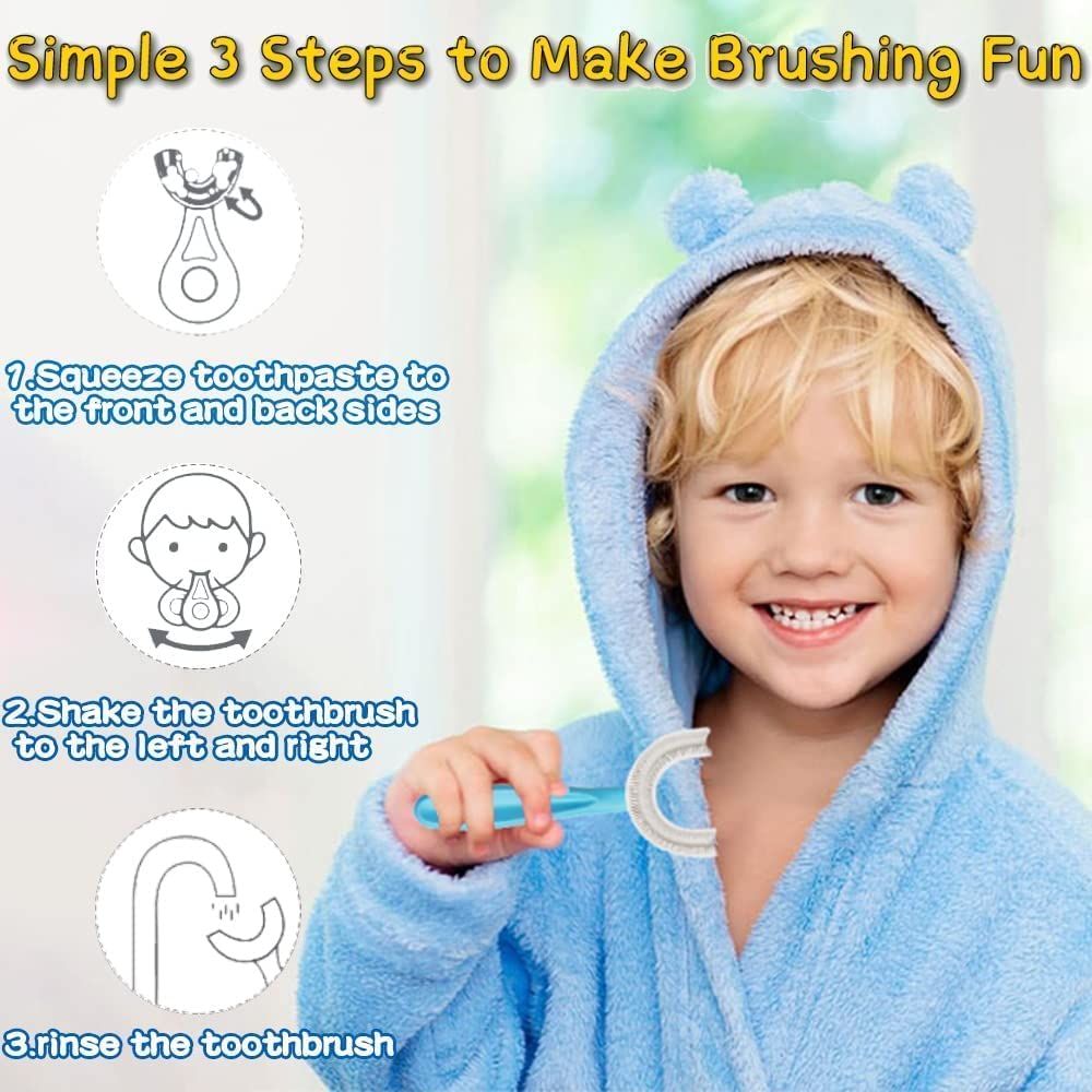 Pack 2 Baby Toothbrush For 5-10 Years Toddlers Teeth Cleaning Brush Kids U Shaped Tooth brush For Children Mouth Oral Cleaning Brush Toothbrushes - Oshi.pk - Buy & Sell Online