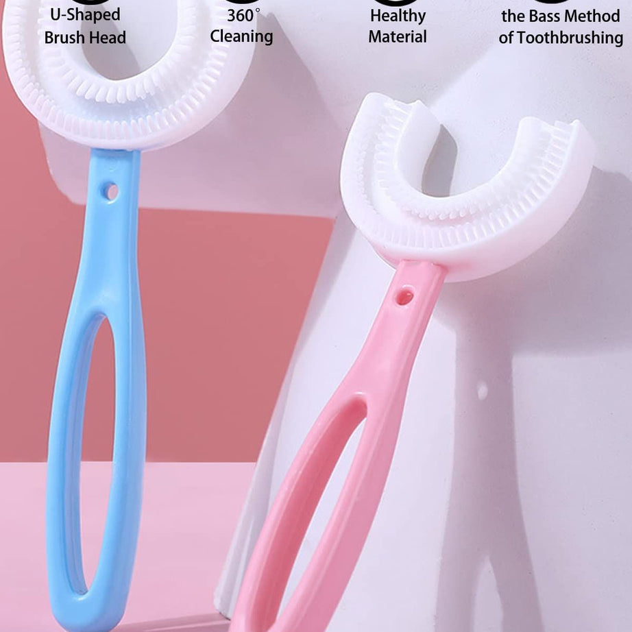 Pack 2 Baby Toothbrush For 5-10 Years Toddlers Teeth Cleaning Brush Kids U Shaped Tooth brush For Children Mouth Oral Cleaning Brush Toothbrushes - Oshi.pk - Buy & Sell Online