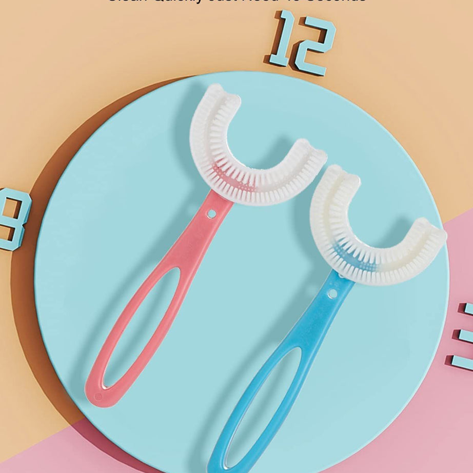 Pack 2 Baby Toothbrush For 5-10 Years Toddlers Teeth Cleaning Brush Kids U Shaped Tooth brush For Children Mouth Oral Cleaning Brush Toothbrushes - Oshi.pk - Buy & Sell Online