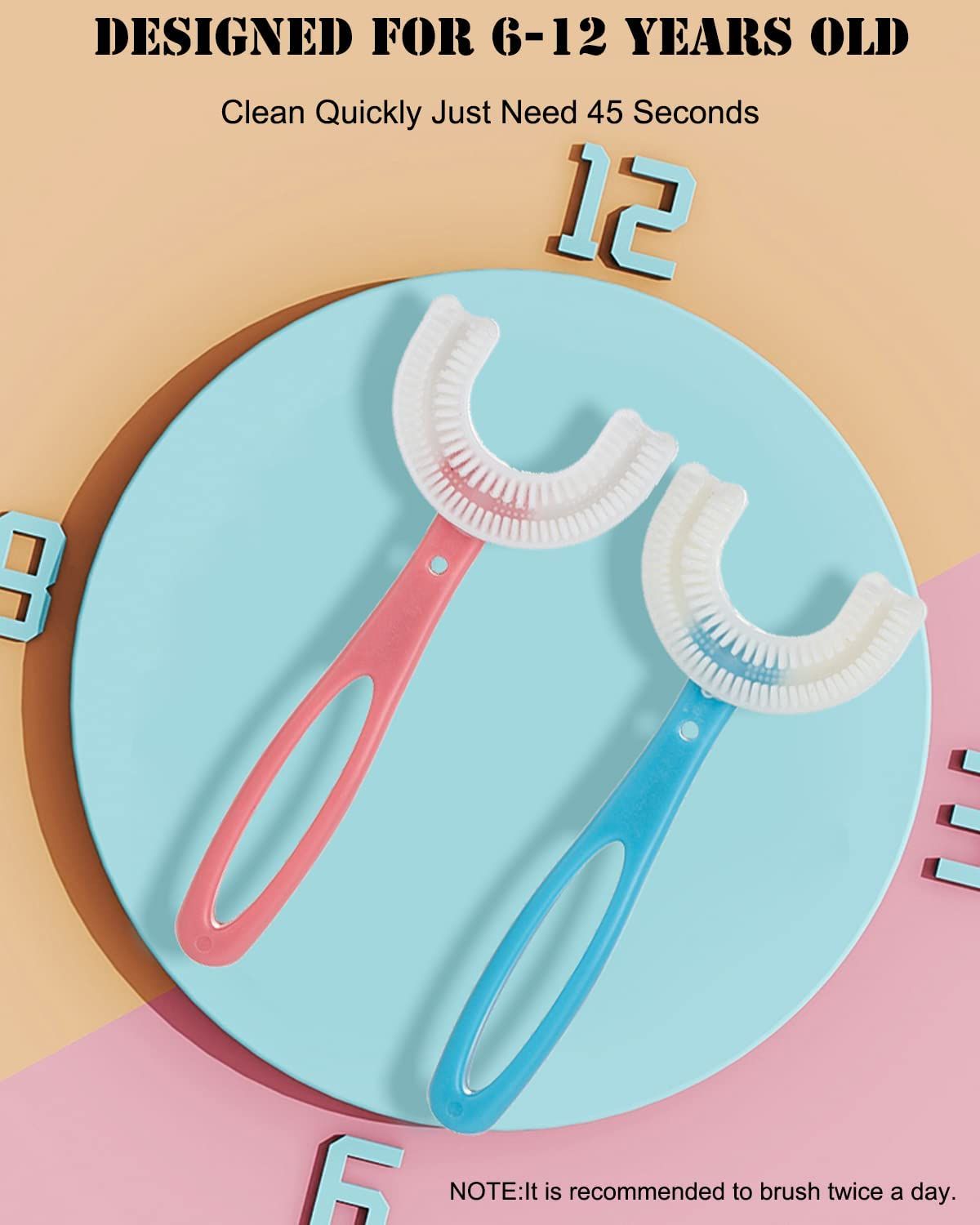 Pack 2 Baby Toothbrush For 5-10 Years Toddlers Teeth Cleaning Brush Kids U Shaped Tooth brush For Children Mouth Oral Cleaning Brush Toothbrushes - Oshi.pk - Buy & Sell Online