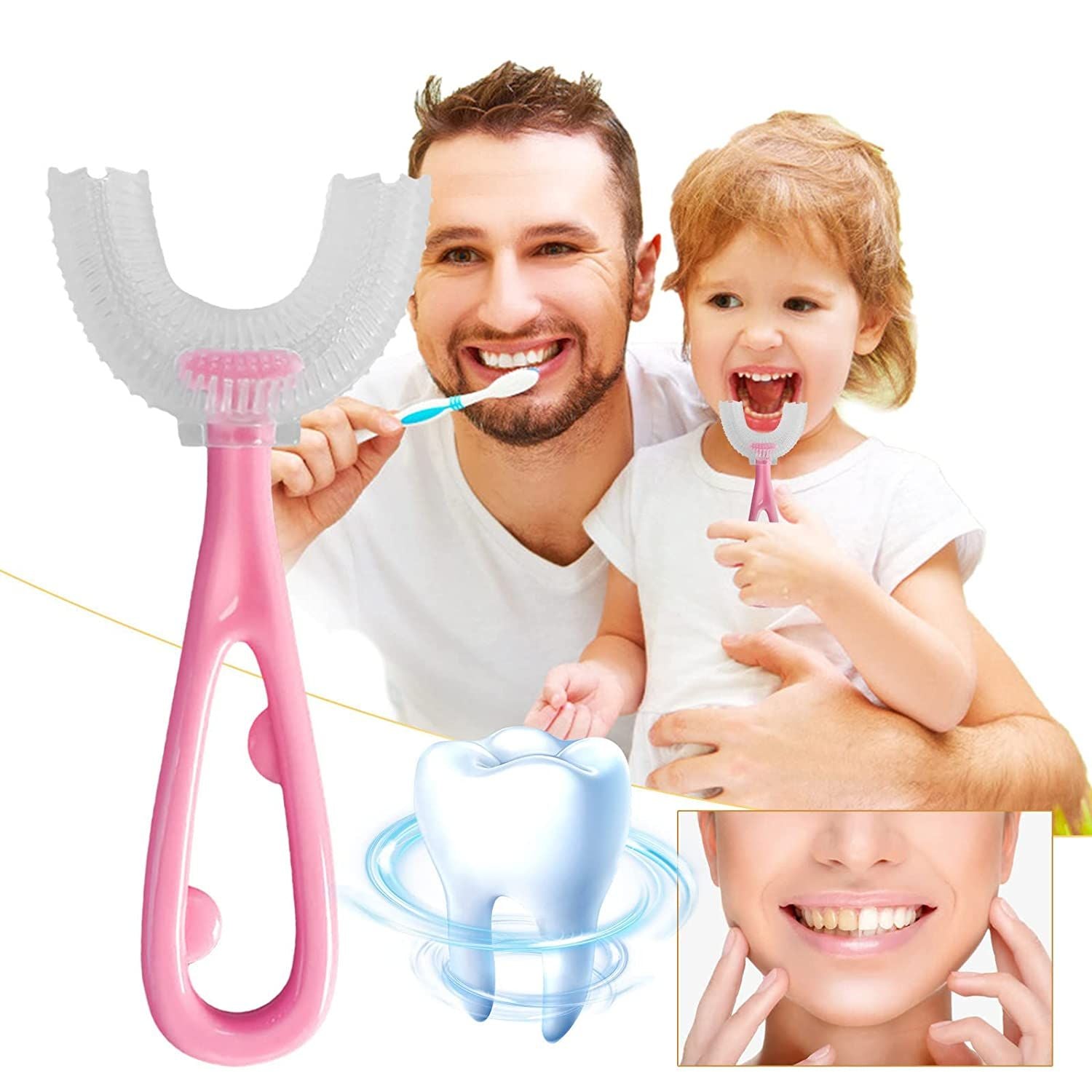 Pack 2 Baby Toothbrush For 5-10 Years Toddlers Teeth Cleaning Brush Kids U Shaped Tooth brush For Children Mouth Oral Cleaning Brush Toothbrushes - Oshi.pk - Buy & Sell Online