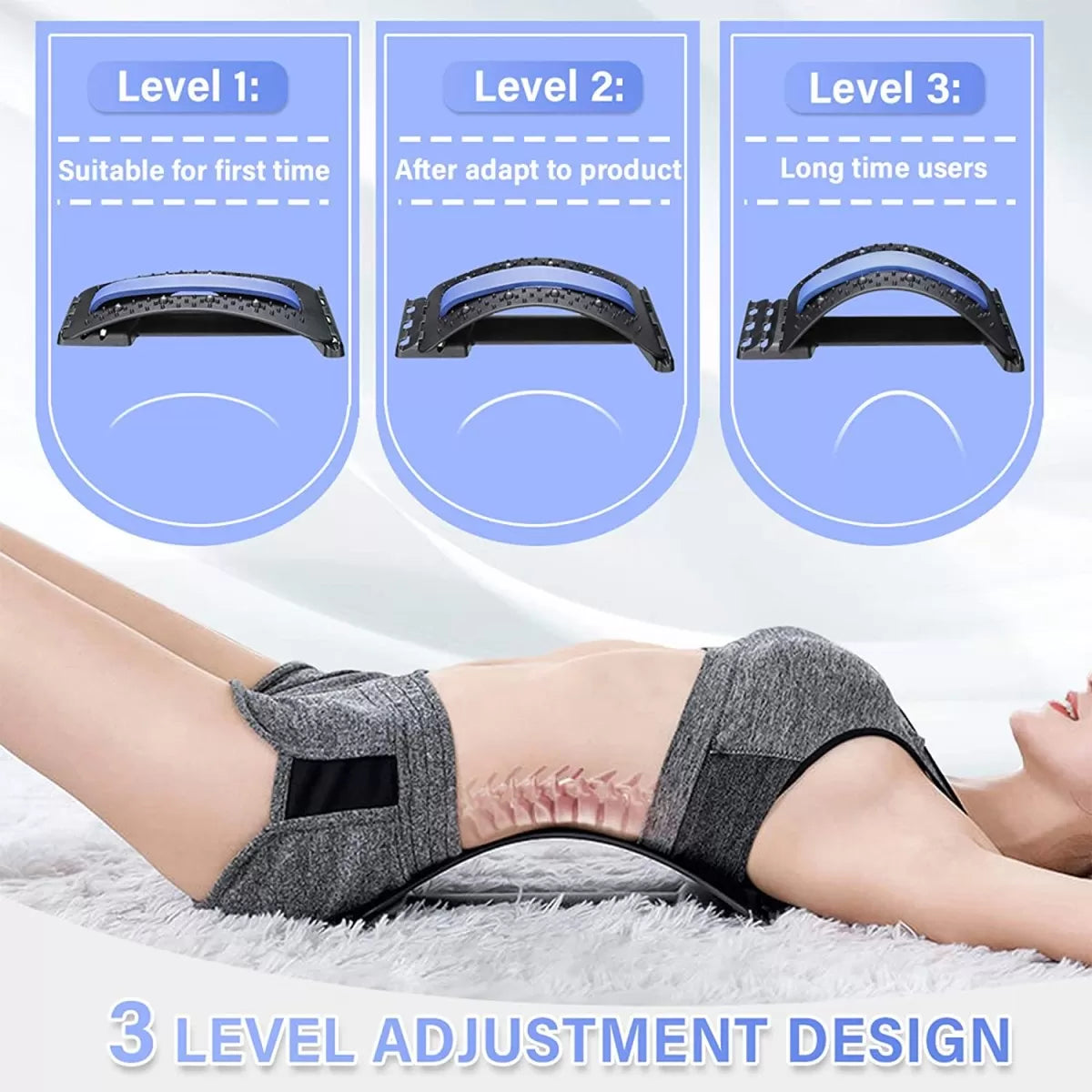 Back Massage Back Support Chiropractic Magic Back Stretcher Lower Lumbar Massage Support Spine Lower Pain Relief Posture Corrector Back Massager