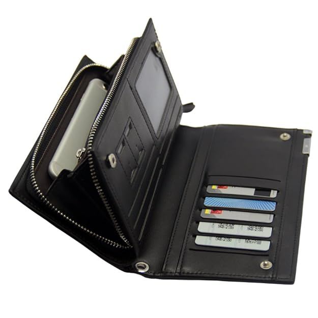 Baellerry PU Leather Men Wallets Purse Long Male Clutch Bifold Zipper Wallet Money Bag