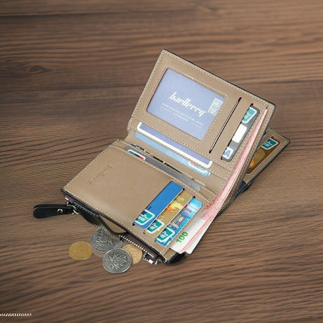 Baellerry Short Luxury Men Wallets Zipper Coin Pocket Card Holder Male Wallet Clutch Photo Holder Brand Man Purses Wallet - Oshi.pk - Buy & Sell Online