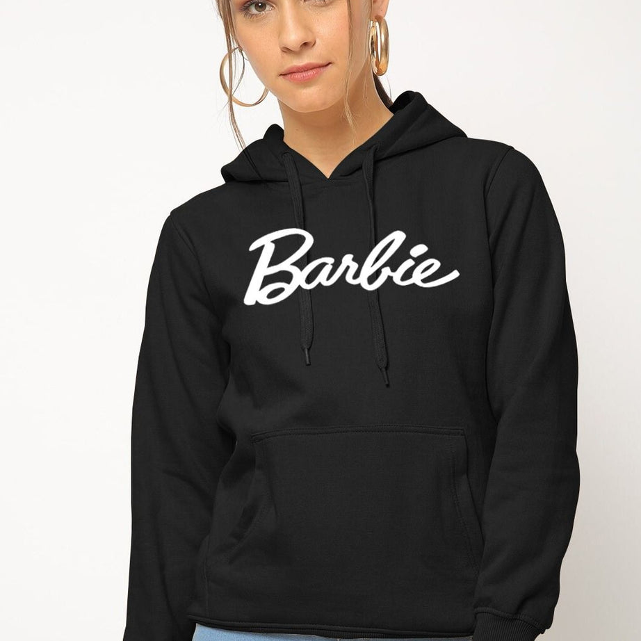 Barbie Printed Black Hoodie For Women In Export Quality Fabric Guaranteed - Oshi.pk - Buy & Sell Online